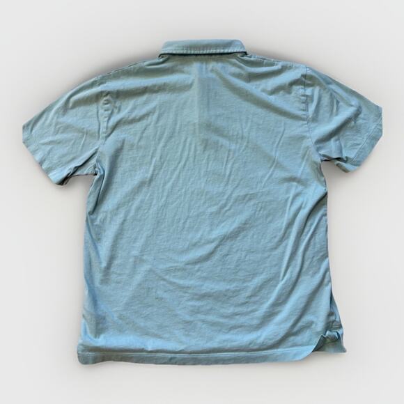 Patagonia Polo Shirt Men’s Medium Trout Fitz Roy Organic Cotton Teal 52206 Med - Picture 3 of 7